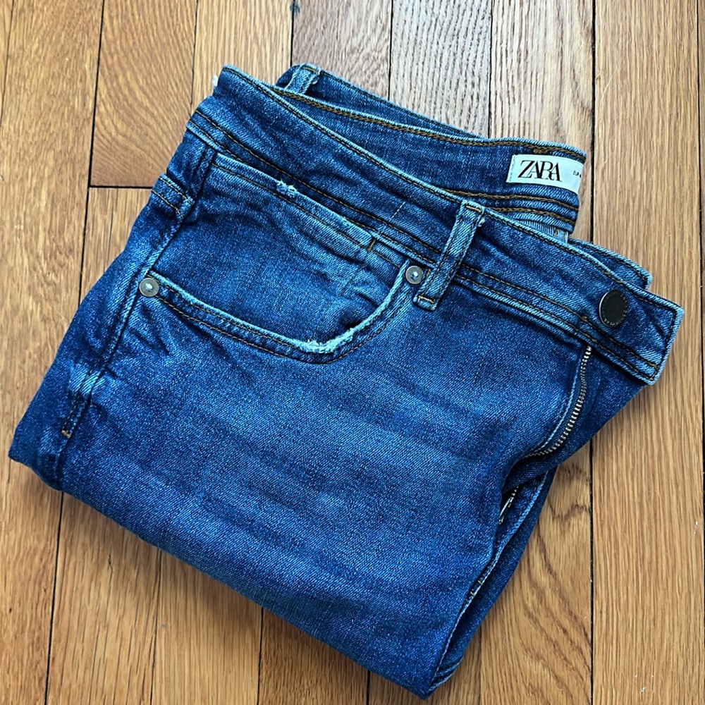 Men’s Zara Cropped Skinny Denim Blue Wash with Stretch
